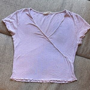 Pink Rose Light Purple Wrap Blouse